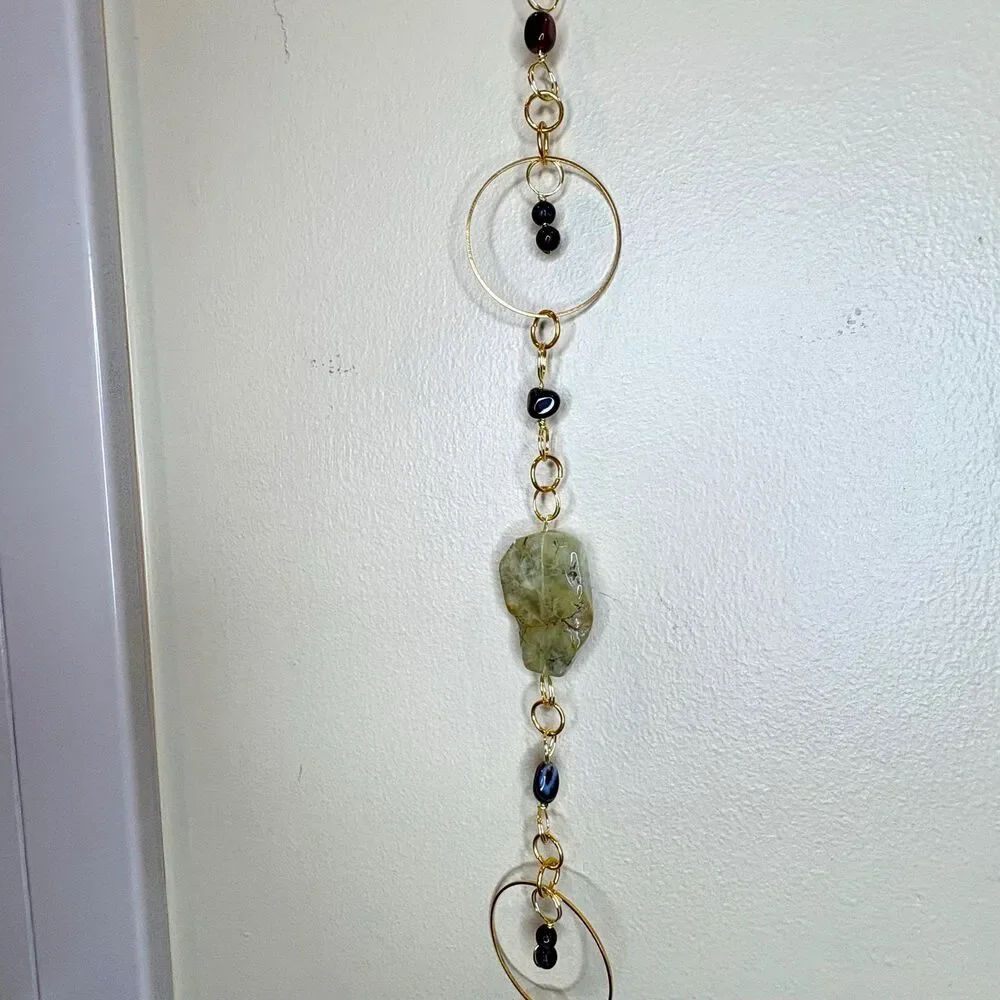 Prehnite Black Onyx Beads Gemstone Wall Hang Unconditional Love & Protection